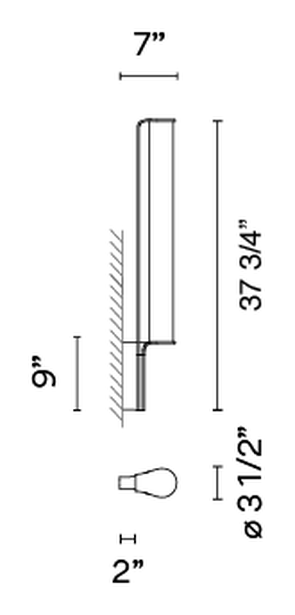 Class Outdoor Lighting Collection by Vibia, size drawing: Model 2825