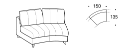 Luvon Sofa by Ditre Italia, size drawing: Open corner