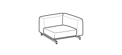 St. Germain Sofa by Ditre Italia, size drawing: Square corner