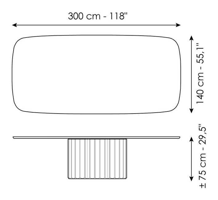 Dorian Dining Table by Bonaldo, size drawing 6