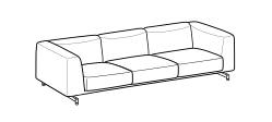 St. Germain Sofa by Ditre Italia, size drawing: 3-seat extra sofa