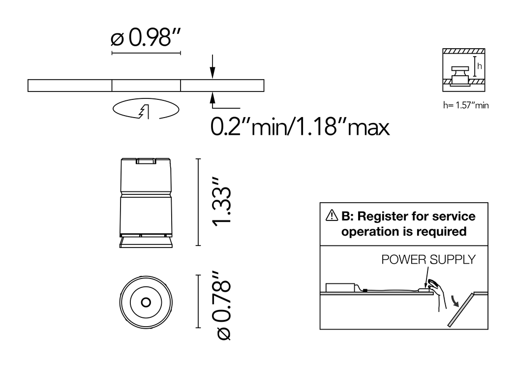 Light Shadow Mini Dots Downlight by Flos, size drawing
