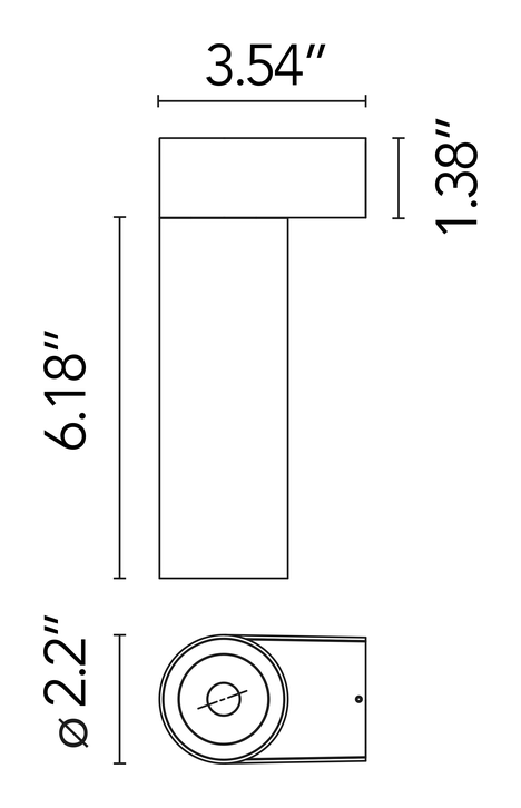 C1 Mono Spot Wall Spotlight by Flos, size drawing: C1 Mono Spot Wall Large Ø 56