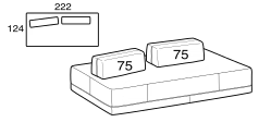 Sanders Sofa by Ditre Italia, size drawing: Rectangular composition 222