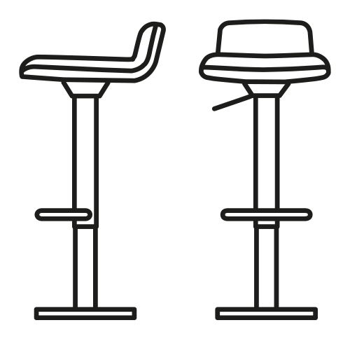 Riley Soft Stool by Connubia, size drawing