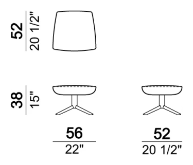 Bond Armchair by Arketipo, size drawing: Pouf