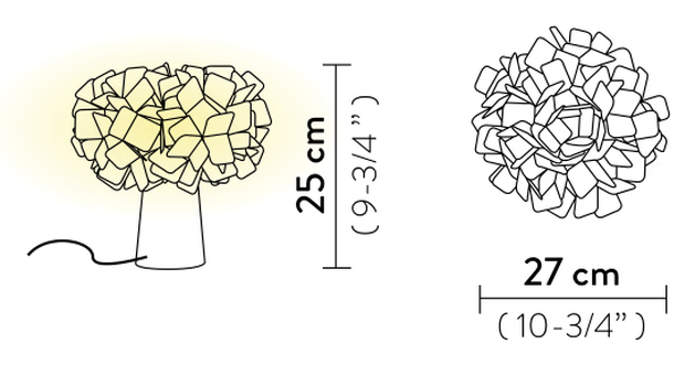 Clizia Table Lamp by Slamp, size drawing