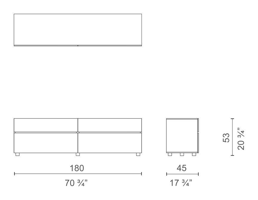 Uni Notte Cabinet by Cappellini, size drawing: UNN2P