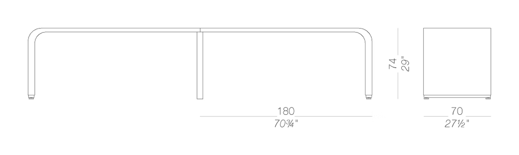 Brunch 180 Double Table by LaPalma, size drawing
