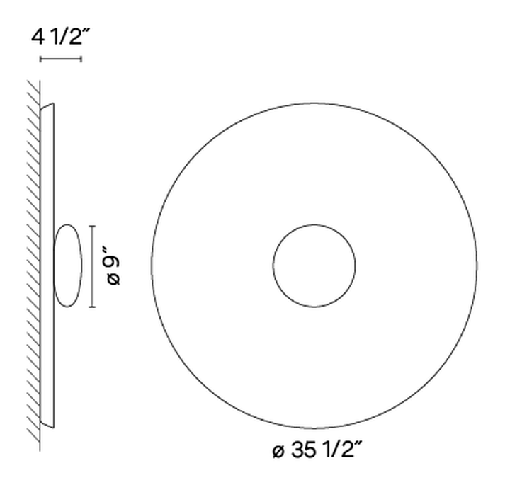 Top Wall and Ceiling Light by Vibia, size drawing: Model 1170