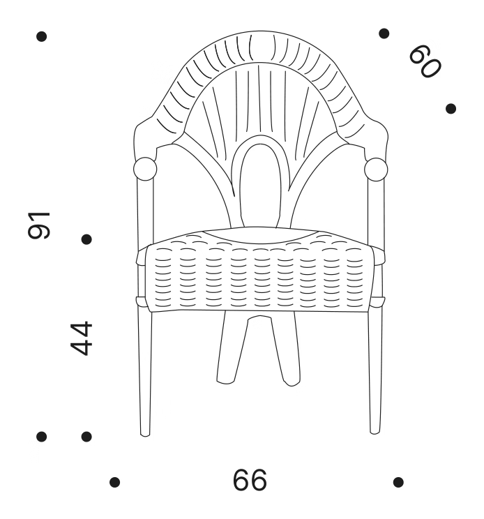 Liba Armchair by Driade, size drawing