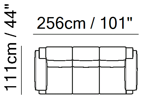 Iago Sectional by Natuzzi Italia: Modular sofa with adjustable headrests, outline drawing with sizes