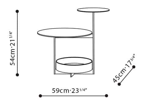 Joy Side Table by Camerich, size drawing
