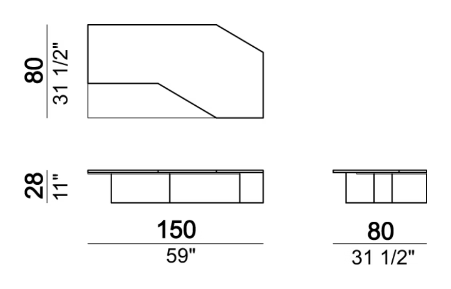 Roswell Coffee Table by Arketipo, size drawing 1