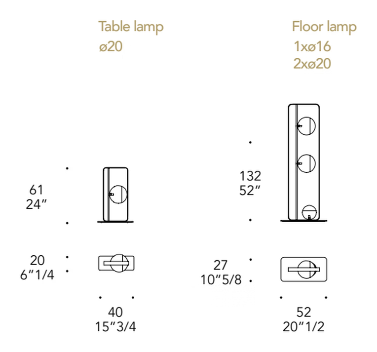 Oh Table Lamp by Reflex, size drawing