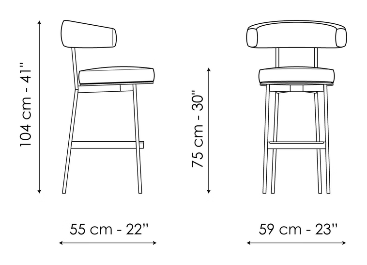 Neuilly Too Stool by Bonaldo, size drawing: Neuilly too H 75