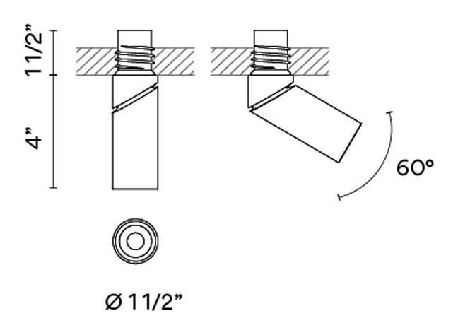 Bind Solo Ceiling Lamp by Vibia, size drawing: Models 6670, 6674, 6678