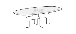 Biarritz Dining Table by Ditre Italia, size drawing: Oval table 260 glass top