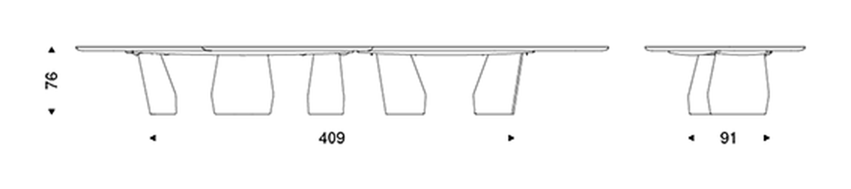Senator Keramik Magnum Dining Table by Cattelan Italia, size drawing 3