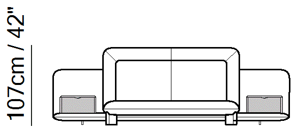 Flow Bed by Natuzzi Italia: Bed with tilt and lift mechanism 152X203 with boiserie, outline drawing with sizes
