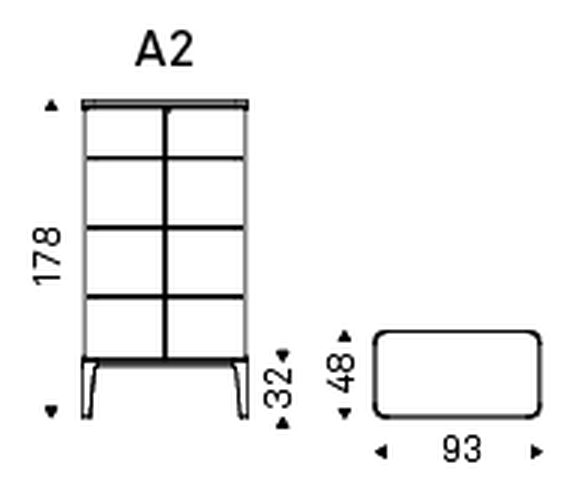 Chantal Display Cabinet by Cattelan Italia, size drawing 2