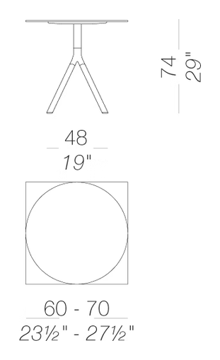 Fork EP120 Outdoor Table by LaPalma, size drawing