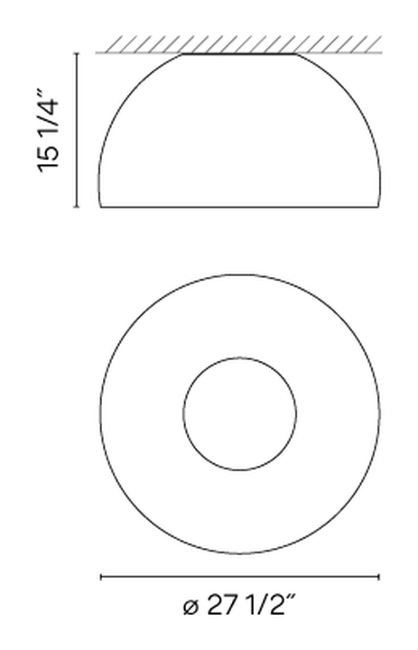 Duo Petra Ceiling Lamp by Vibia, size drawing: Model 4879