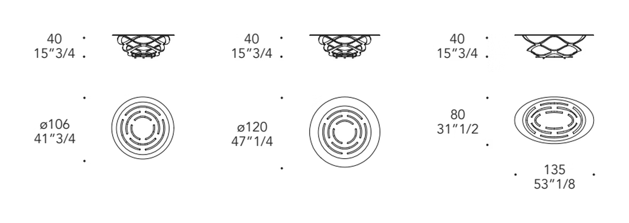Neolitico 40 Coffee Table by Reflex, size drawing