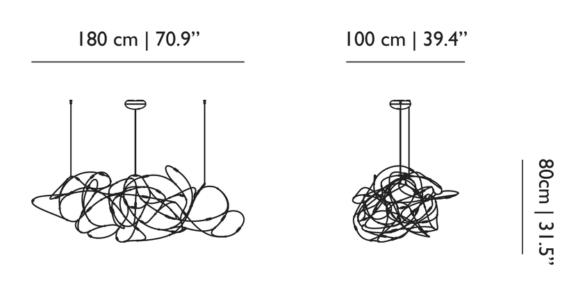 Flock of Light Pendant by Moooi, size drawing: 31