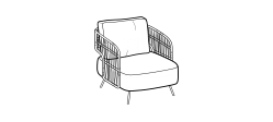 356 Outdoor Lounge Chair and Daybed by Ditre Italia, size drawing: Woven armchair