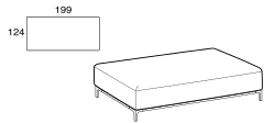 Sanders Air Outdoor Sofa by Ditre Italia, size drawing: Rectangular base 199