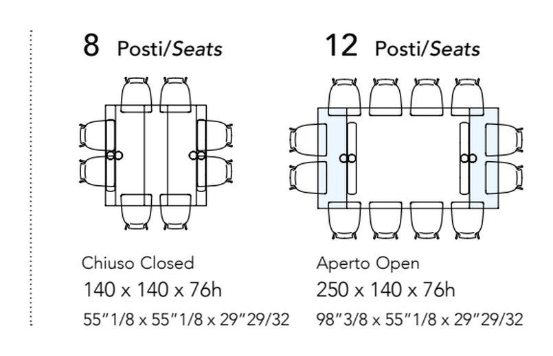 Policleto Allungabile Dining Table by Reflex, size drawing 3
