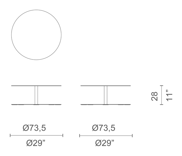 Gong Lido Side Table by Cappellini, size drawing: GG_2