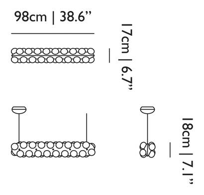 Prop Light Suspended Pendant by Moooi, size drawing: Double Horizontal