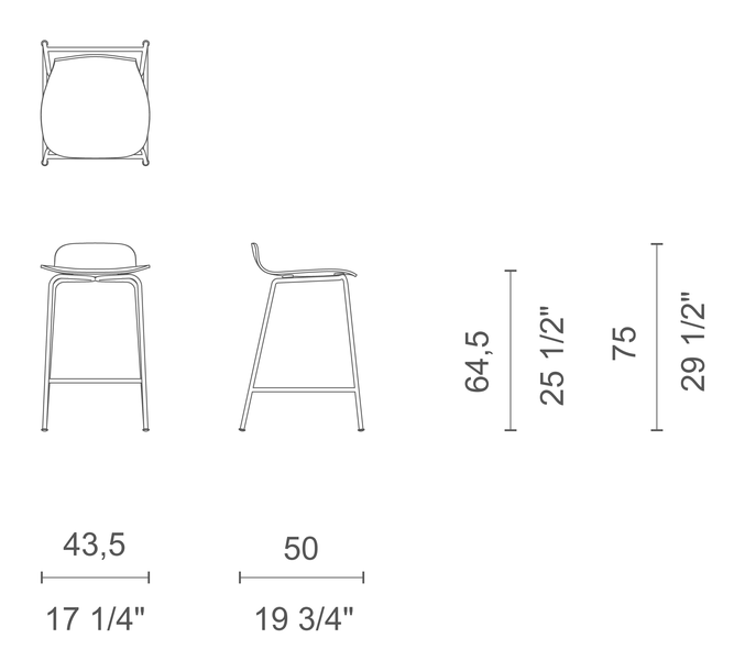 Tate Color Stool by Cappellini, size drawing: TC_11B