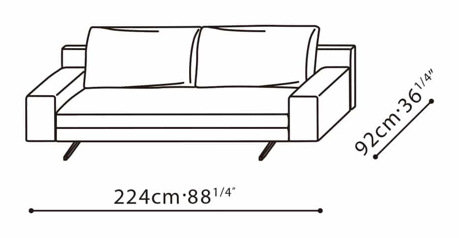 Wake Sofa by Camerich, size drawing: C01D0205