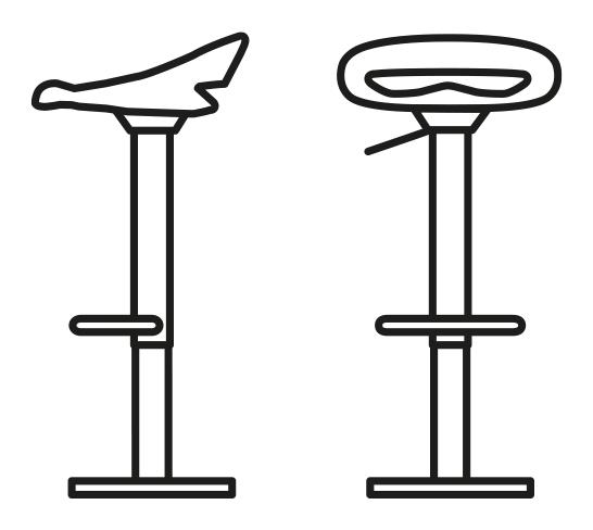 Cosmopolitan Stool, Height-Adjustable by Connubia, size drawing