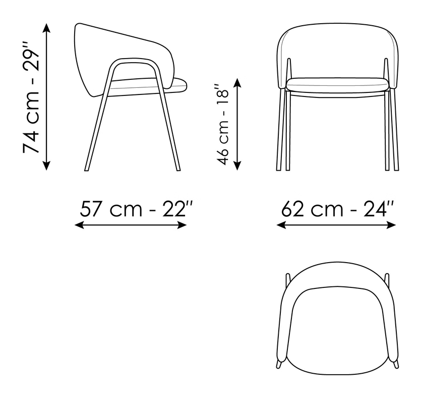 Alley Chair by Bonaldo, size drawing