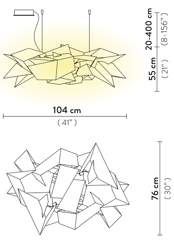 Cordoba Pendant Lamp by Slamp, size drawing