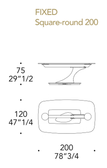 Archimede 72 Dining Table by Reflex, size drawing 1