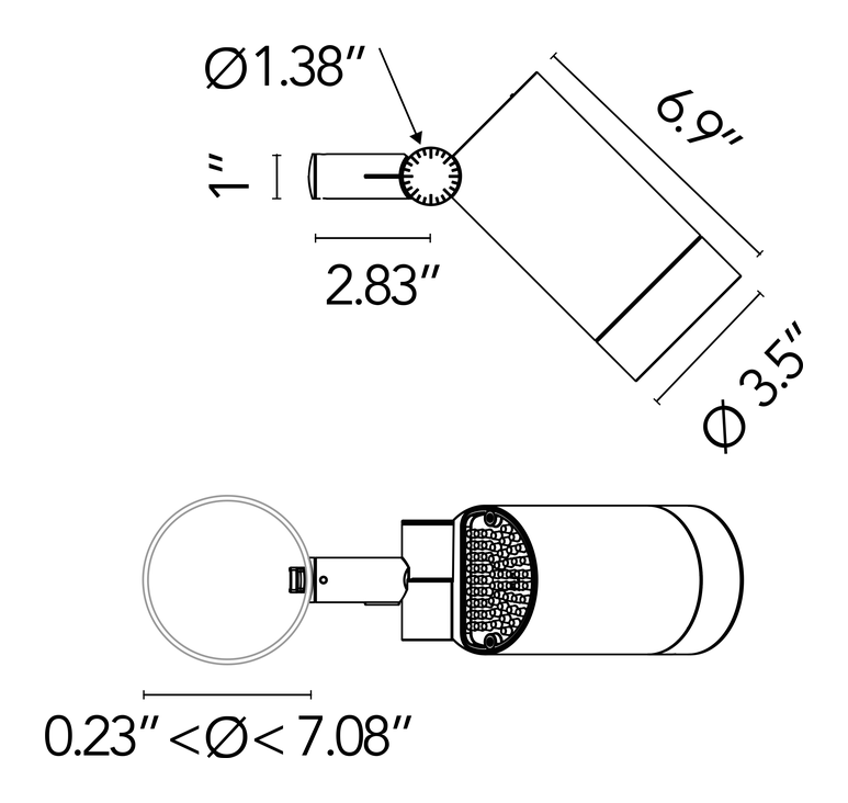 Spine T Ultra Pole-Top Light by Flos, size drawing: Spine T 2 Ultra