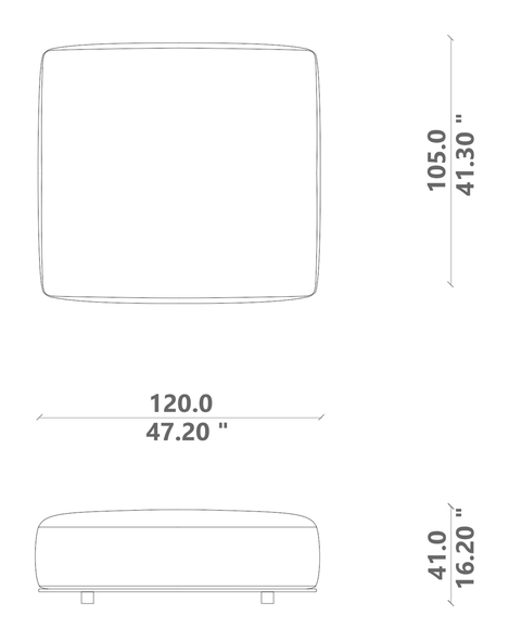 Paco Ottoman by Talenti, size drawing