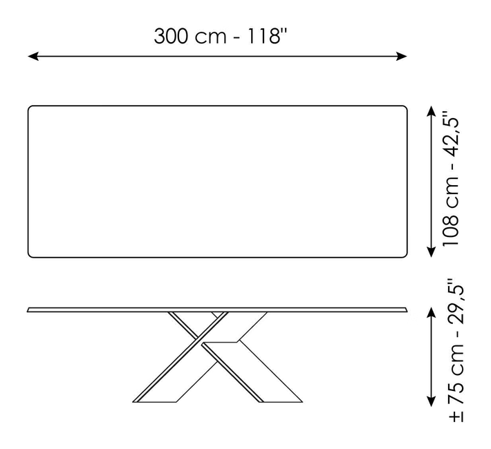 Ax Extendable Dining Table by Bonaldo, size drawing 6