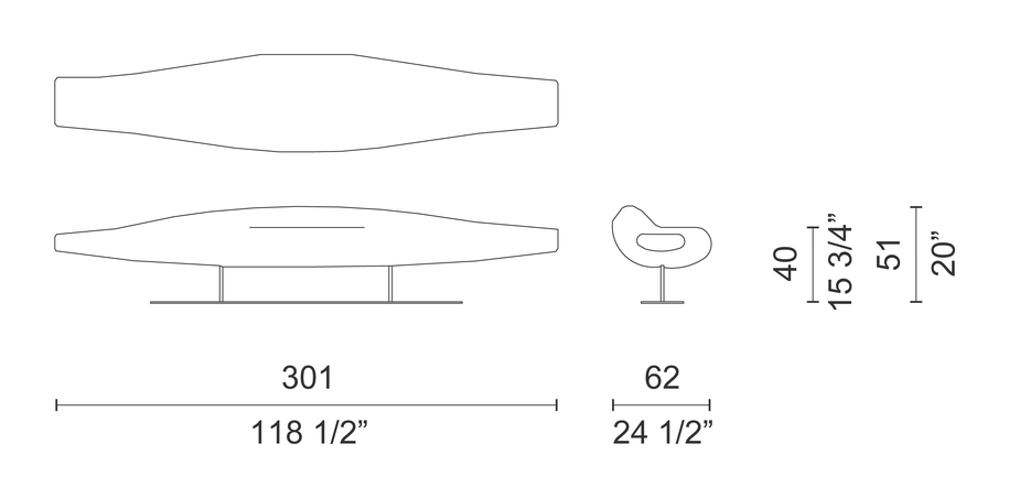 InOut Sofa by Cappellini, size drawing: IO_1TS