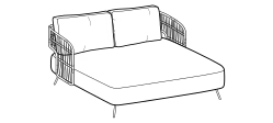 356 Outdoor Lounge Chair and Daybed by Ditre Italia, size drawing: 2 seater woven sunbed