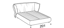 Puppet Bed by Ditre Italia, size drawing: Double size bed for 180x200 cm mattress