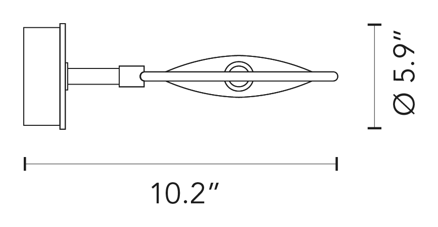 Nobi Wall Lamp by Fontana Arte, size drawing