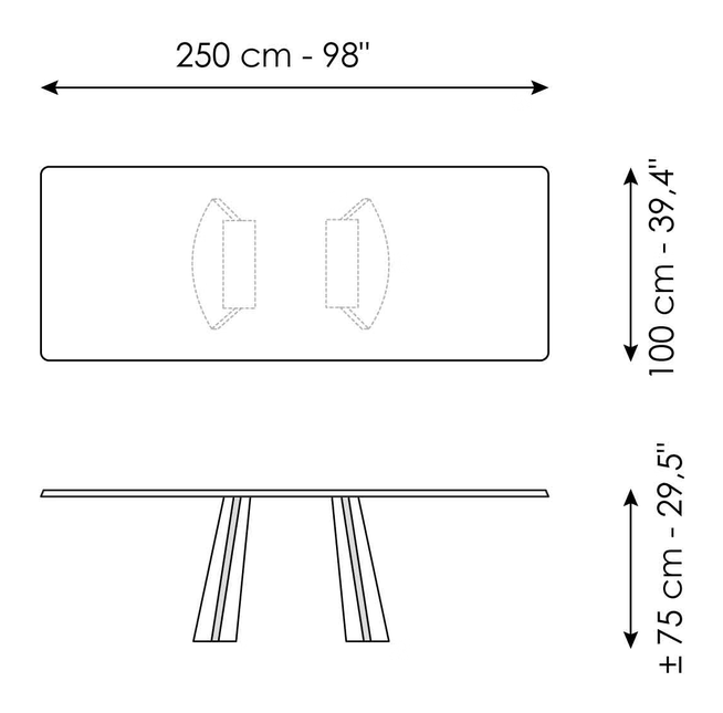 Torii Extendable Dining Table by Bonaldo, size drawing 5