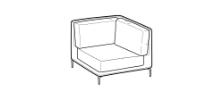Krisby Sofa by Ditre Italia, size drawing: Square corner