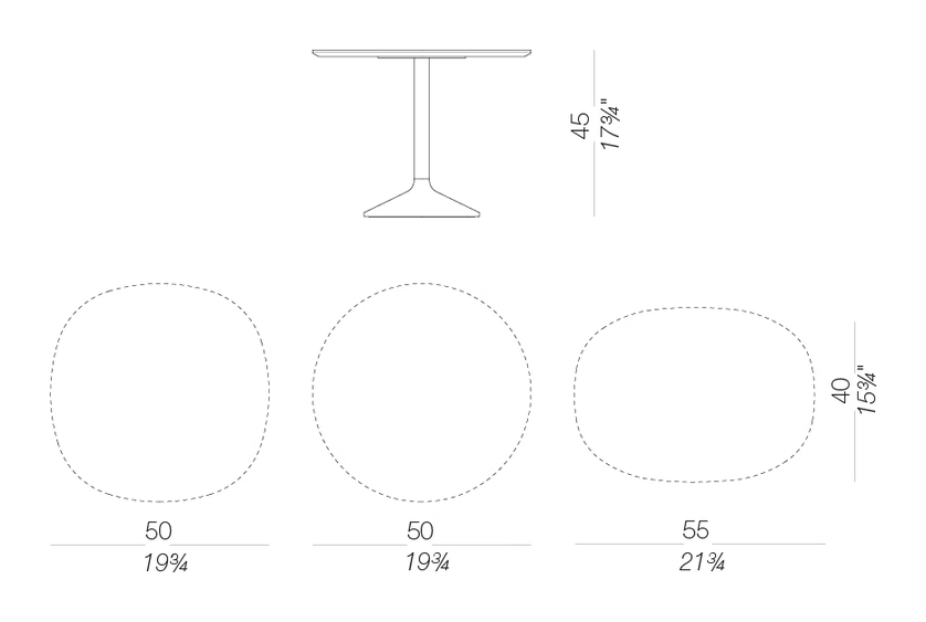 Kili S - H45 Side Table by LaPalma, size drawing